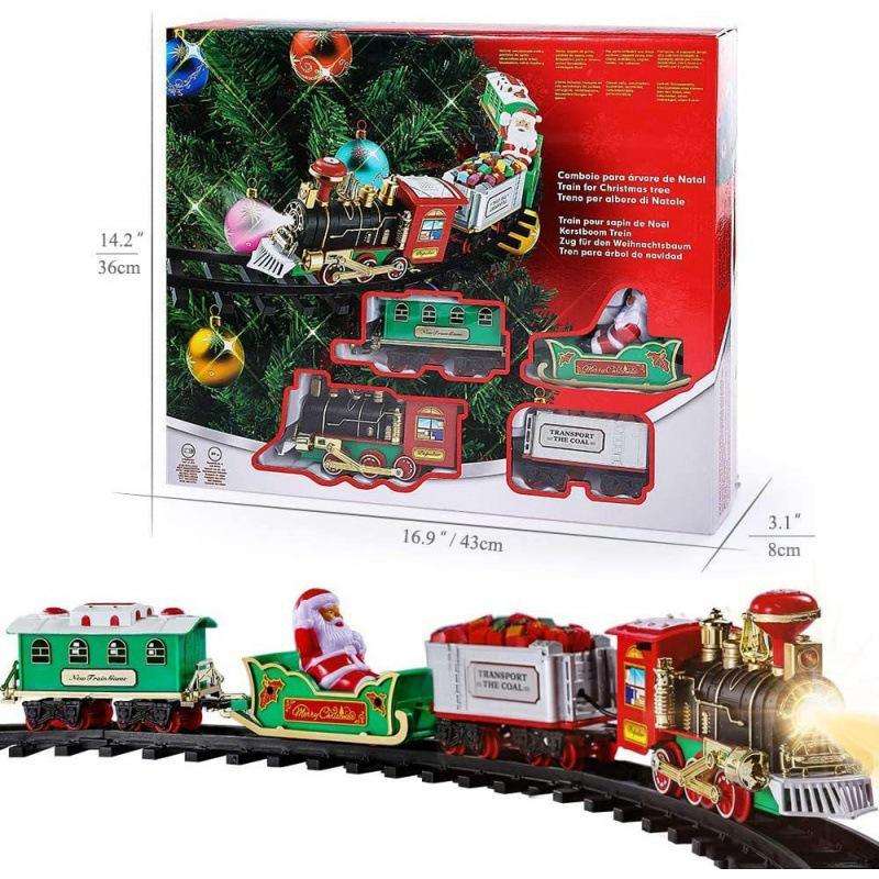 Kids Toys Xmas - Set Kereta Listrik Natal dengan Lampu,