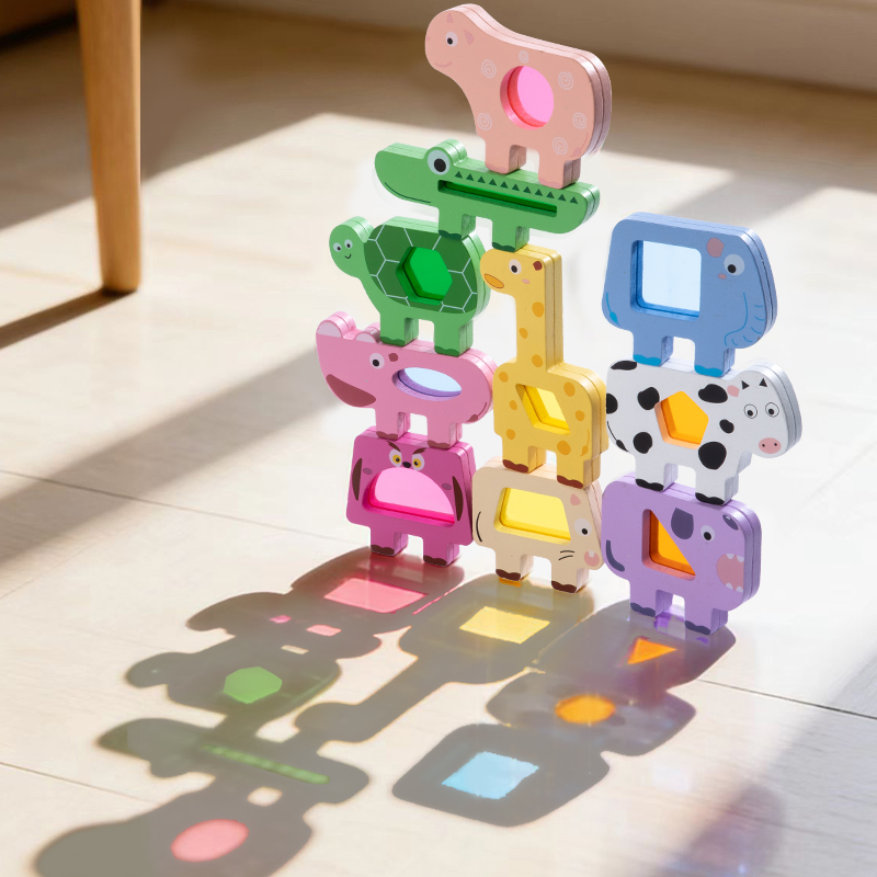 Wooden Blocks Stacking - Mainan Susun Balok Akrilik Bentuk Hewan