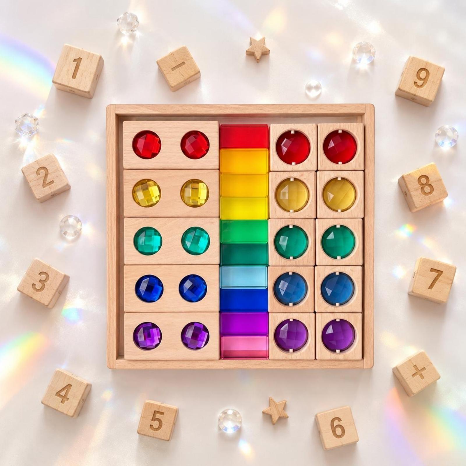 Wooden Blocks Stacking - Mainan Susun Sensorik Kayu, Balok Permata