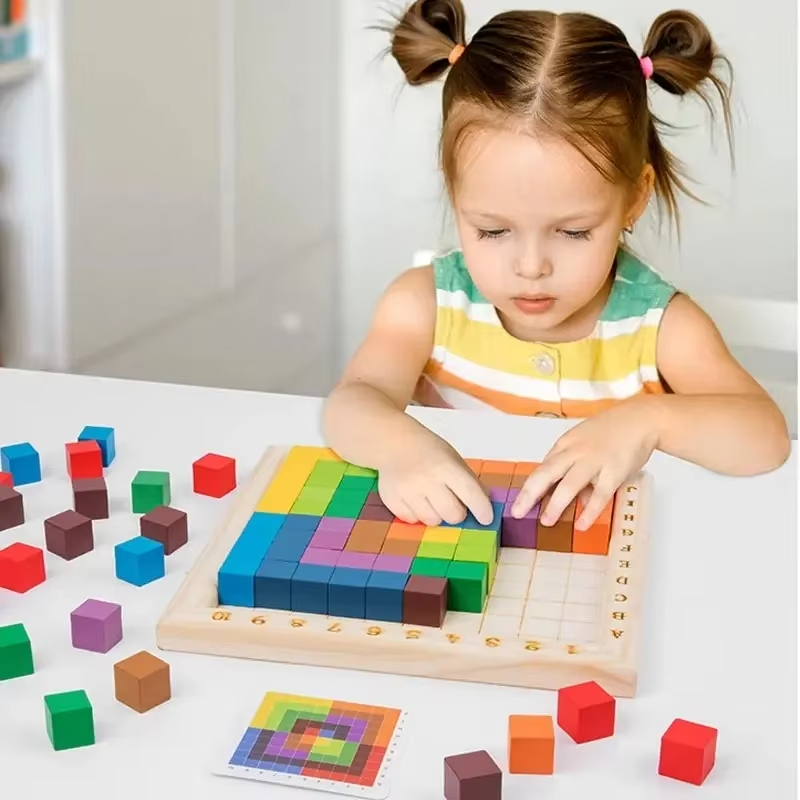 Wooden Blocks Stacking - Mainan Puzzle Kayu Montessori 10*10 Blok