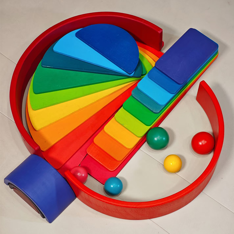 Blok Pelangi Kayu Blok Banguna - Wooden Blocks Stacking ulasan dan harga