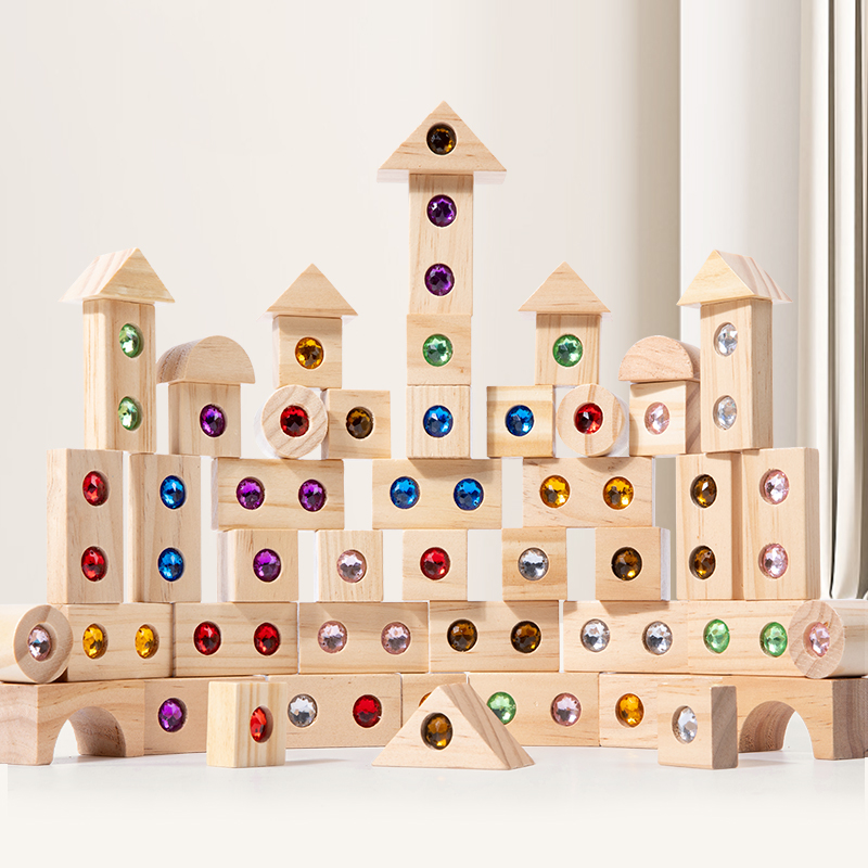 Blok DIY Mainan Akrilik Berkil - Wooden Blocks Stacking ulasan dan harga