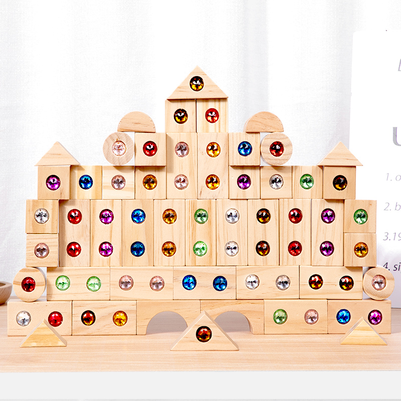 Blok DIY Mainan Akrilik Berkil - Wooden Blocks Stacking ulasan dan harga