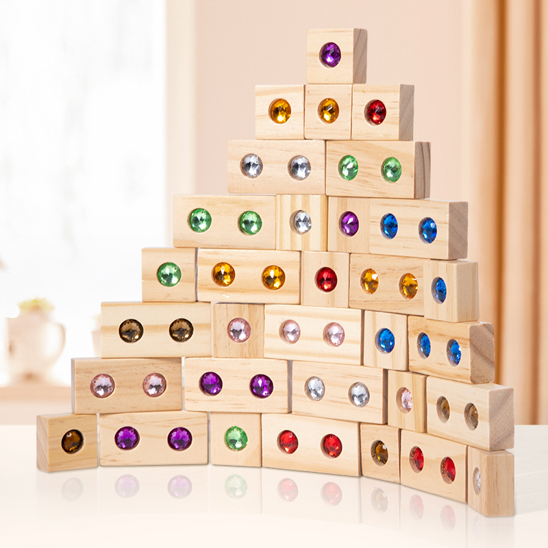 Blok DIY Mainan Akrilik Berkil - Wooden Blocks Stacking ulasan dan harga