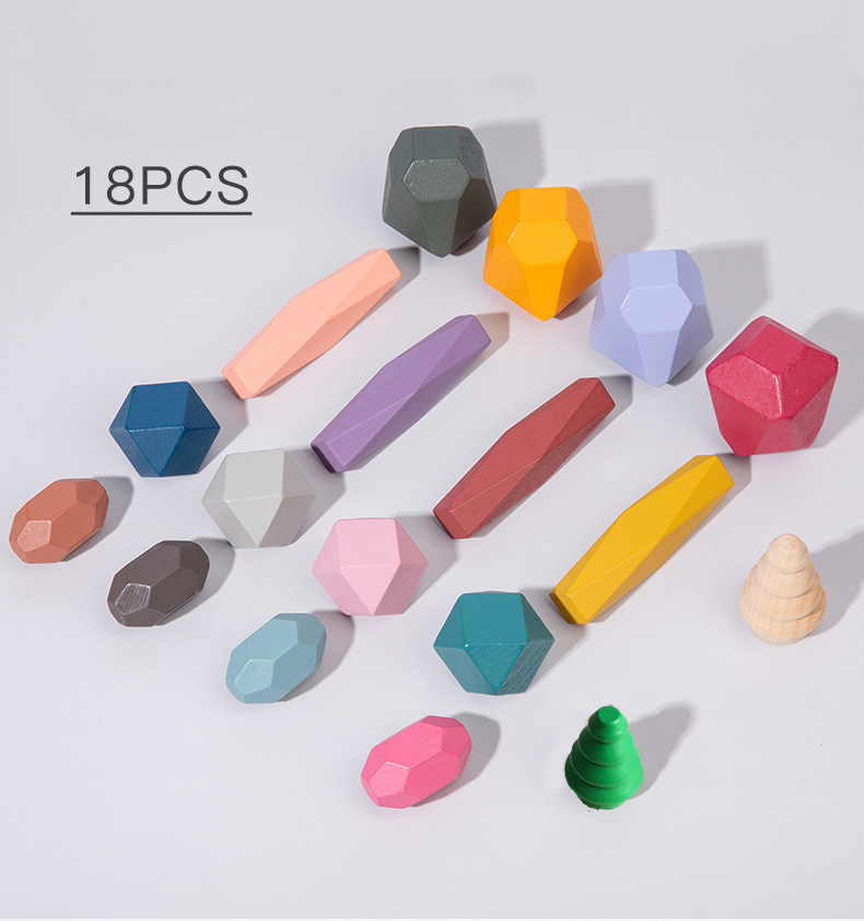 18 Buah Batu Susun Kayu Blok B - Wooden Blocks Stacking ulasan dan harga