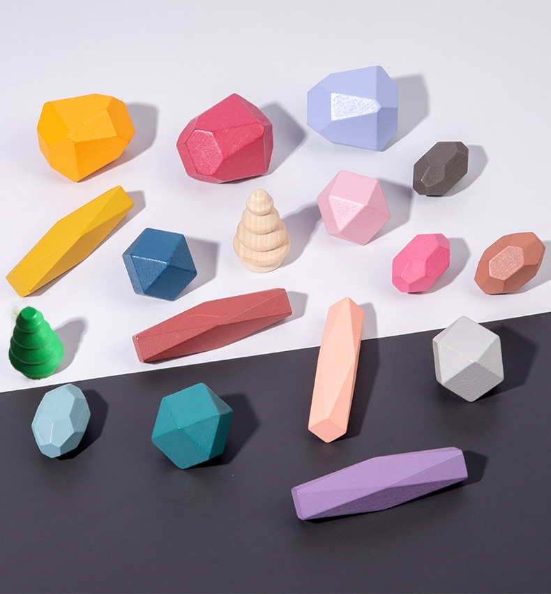 18 Buah Batu Susun Kayu Blok B - Wooden Blocks Stacking ulasan dan harga
