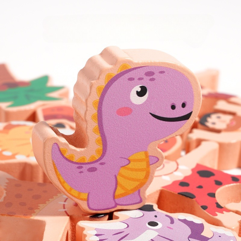 Balok Susun Keseimbangan Dinos - Wooden Blocks Stacking ulasan dan harga
