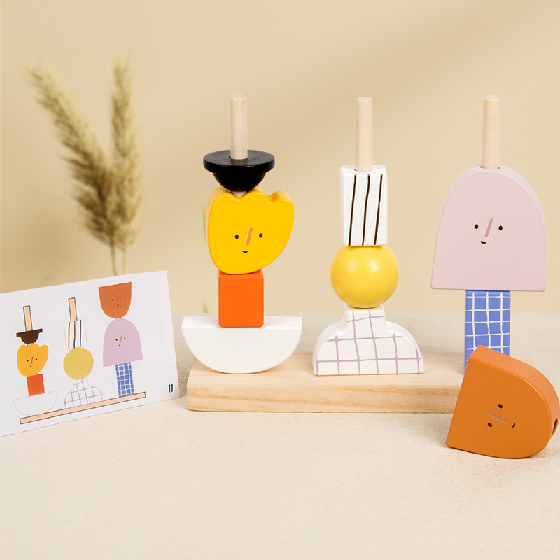 Montessori Set mainan manik ka - Wooden Blocks Stacking ulasan dan harga