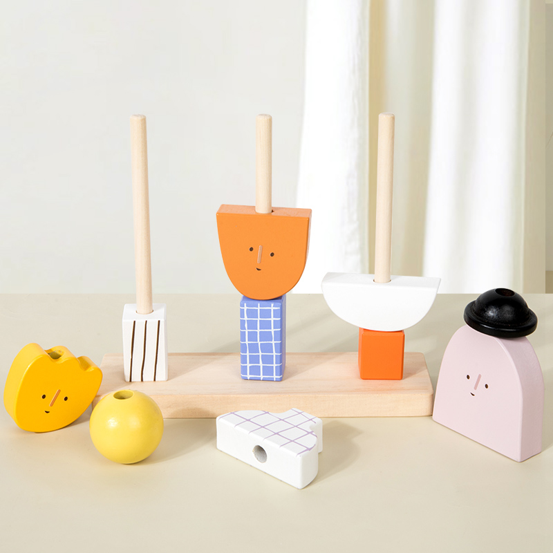 Montessori Set mainan manik ka - Wooden Blocks Stacking ulasan dan harga