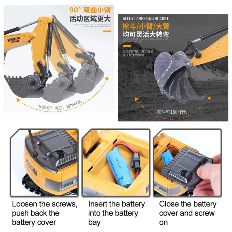 Excavator RC 2.4Ghz 6 Saluran  - Kids' Toys Channel ulasan dan harga