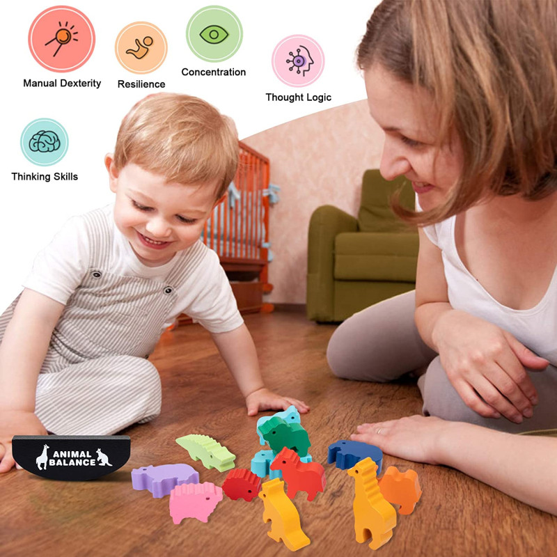 Mainan Permainan Papan Blok Ke - Wooden Blocks Stacking ulasan dan harga