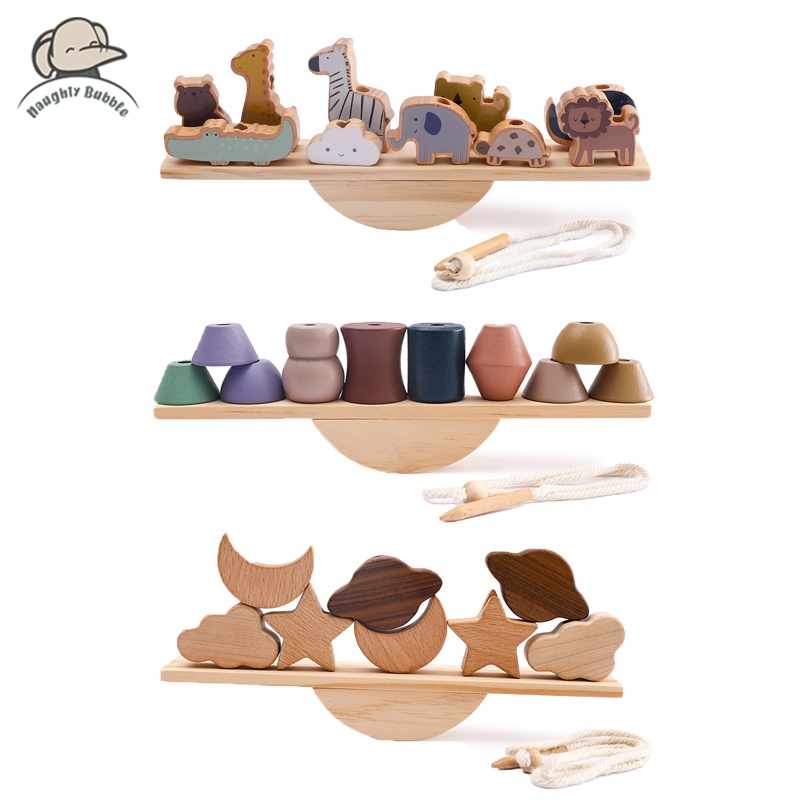 Mainan hewan untuk bayi, maina - Wooden Blocks Stacking ulasan dan harga