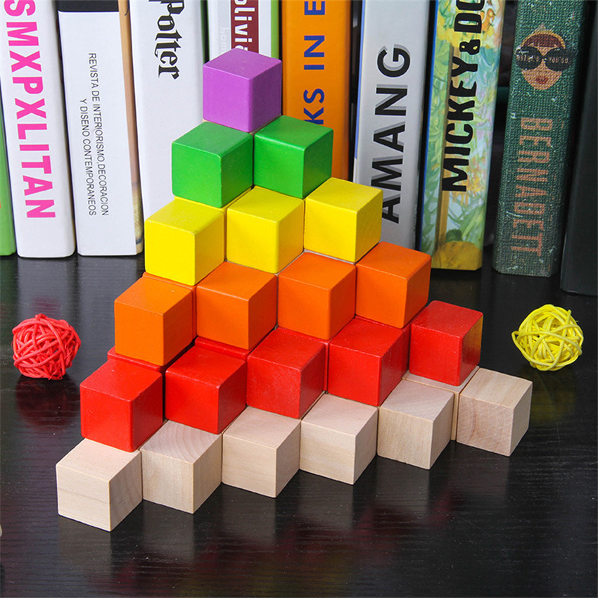30 Buah/Lot 2X2CM Mainan Blok  - Wooden Blocks Stacking ulasan dan harga