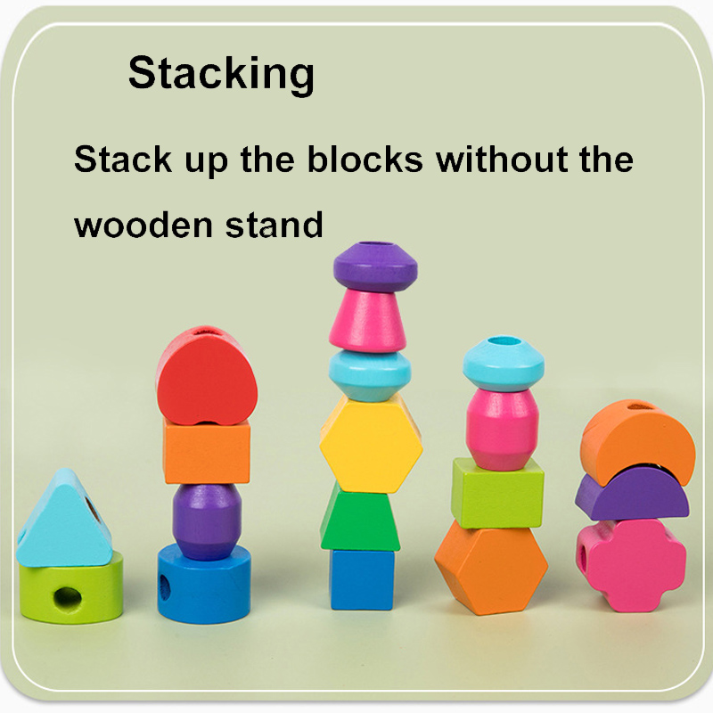 Montessori Set mainan sequensi - Wooden Blocks Stacking ulasan dan harga
