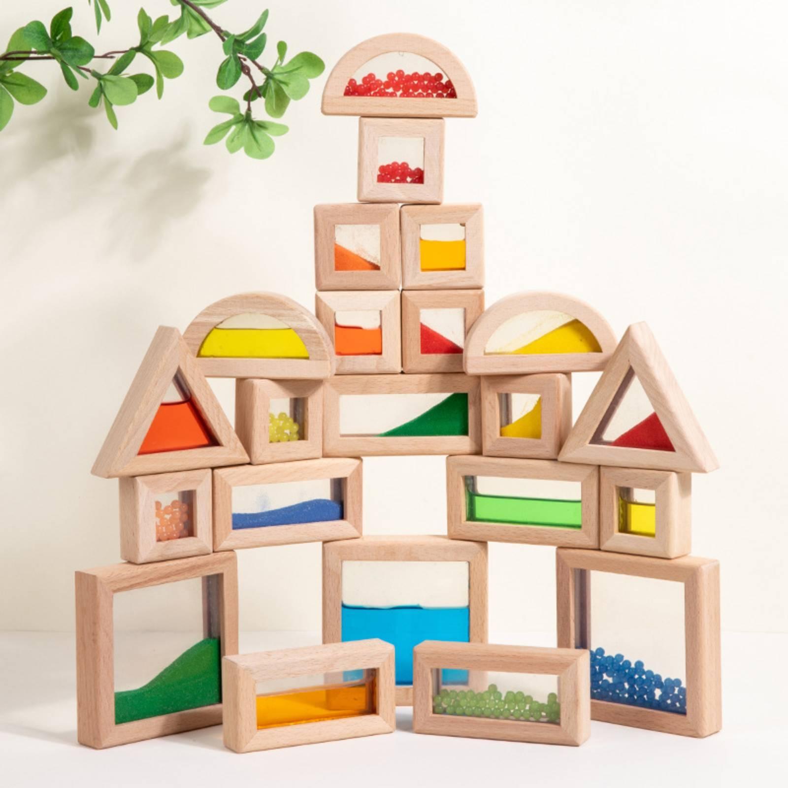 22 Buah Blok Sensori Kayu, Pan - Wooden Blocks Stacking ulasan dan harga